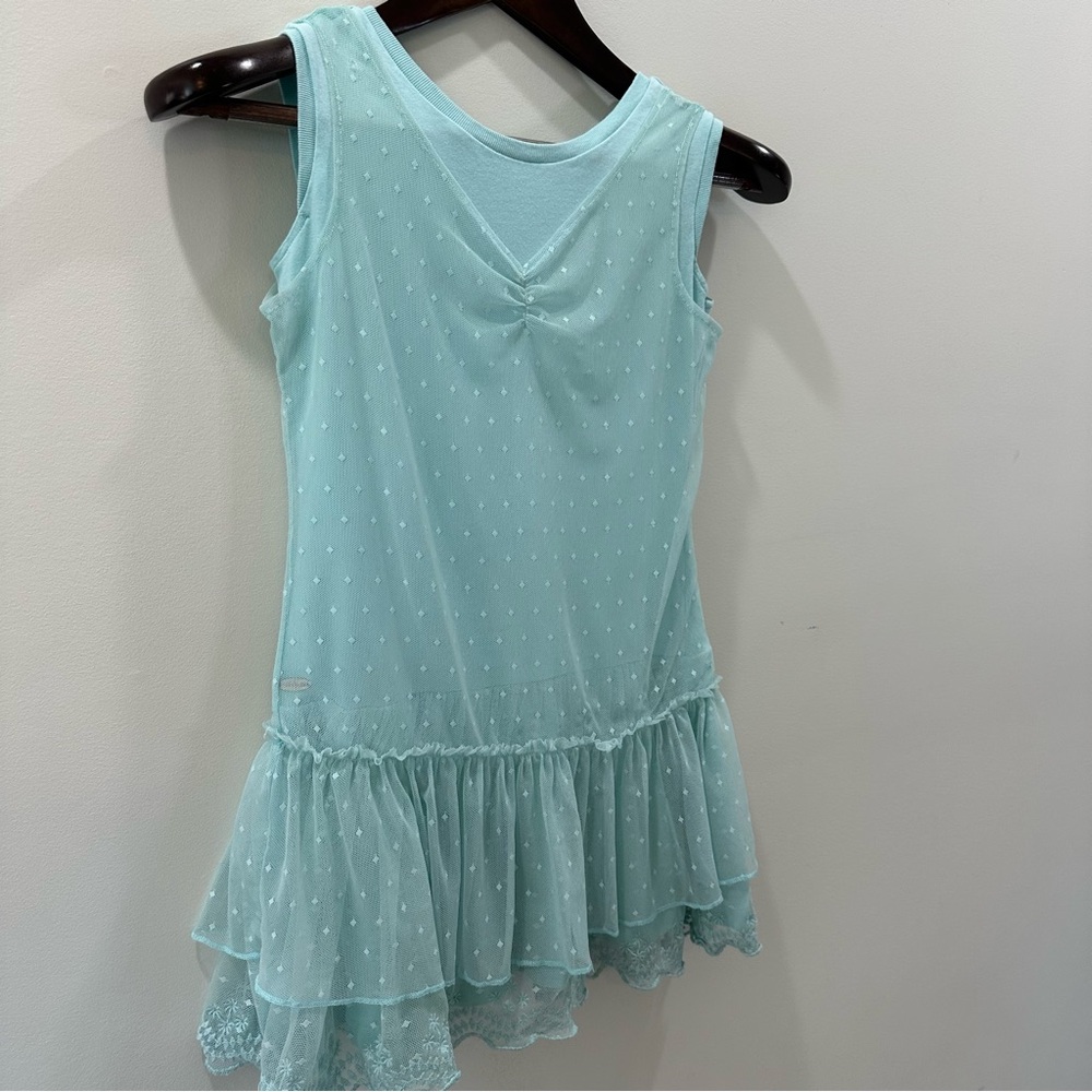 American Girl Truly Me Spring Breeze Dress Girls Size 10 Aqua Mesh Ruffle - Picture 3 of 14